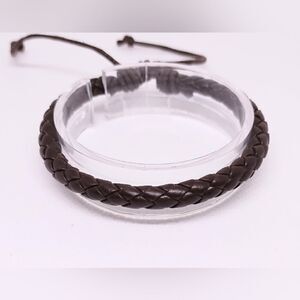 Men's bracelet‎ leather braided brown new e13